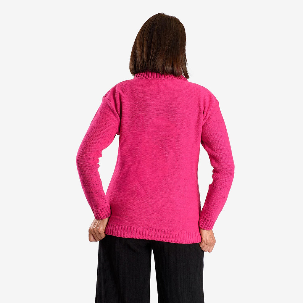 Emma Cableknit Roll Neck Pullover (Size 16 to 18) - Pink Dust