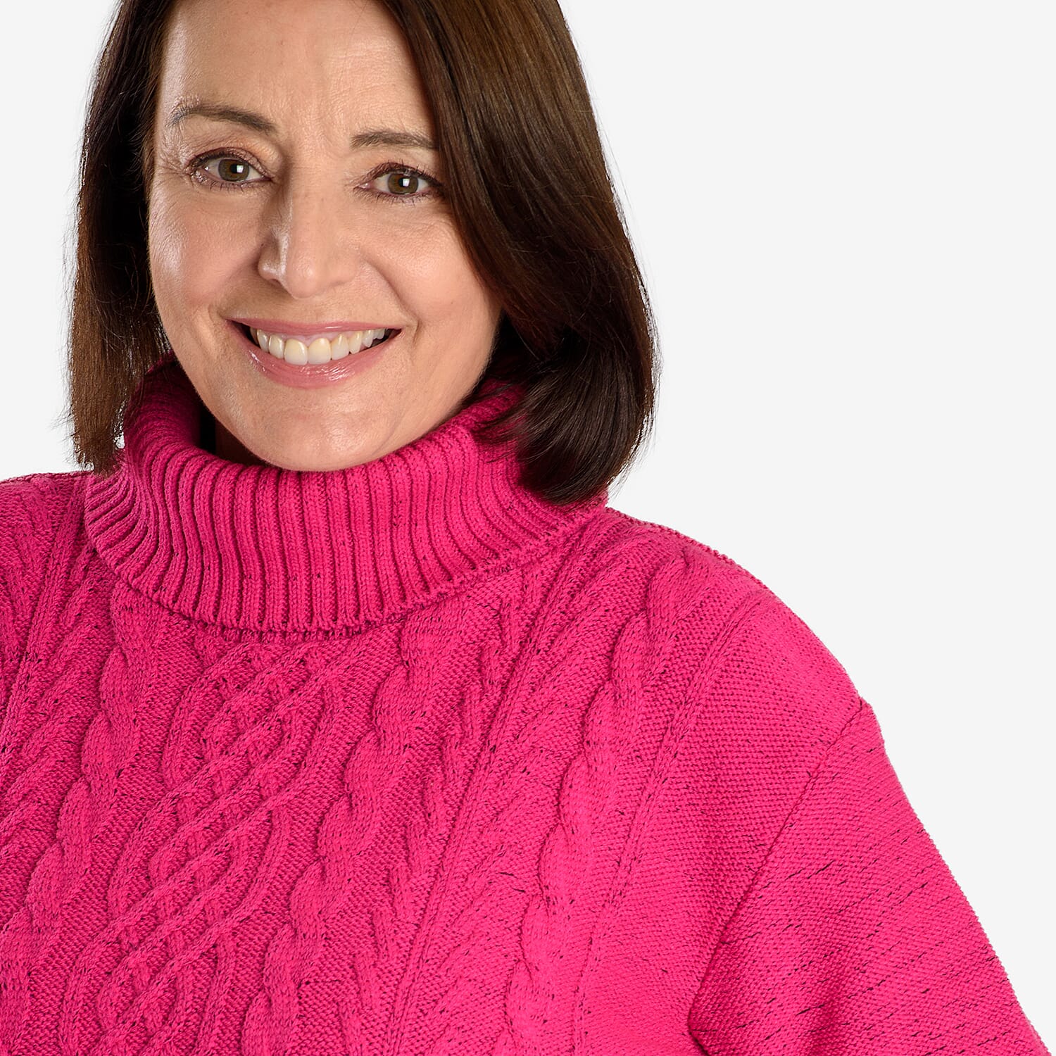 Emma Cableknit Roll Neck Pullover (Size 16 to 18) - Pink Dust