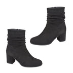 Emma Ladies LOLITA Cubed Heeled Ruched Ankle Boots