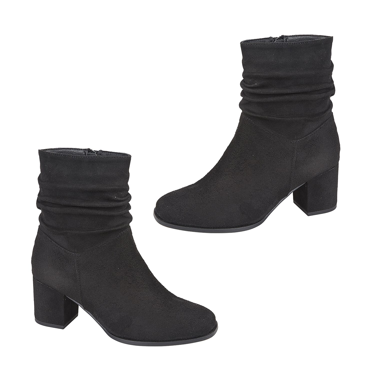 Emma Ladies LOLITA Cubed Heeled Ruched Ankle Boots