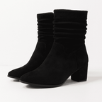 Emma Ladies LOLITA Cubed Heeled Ruched Ankle Boots