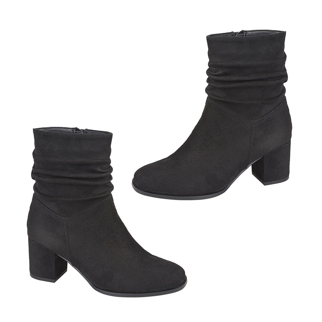 Emma Ladies LOLITA Cubed Heeled Ruched Ankle Boots