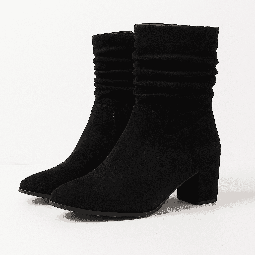 Emma Ladies LOLITA Cubed Heeled Ruched Ankle Boots