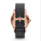 EMPORIO ARMANI SWISS MADE Quartz Movt. Black Dial Mens Watch with Black Leather Strap with DIY Watch Repair Tool Kit