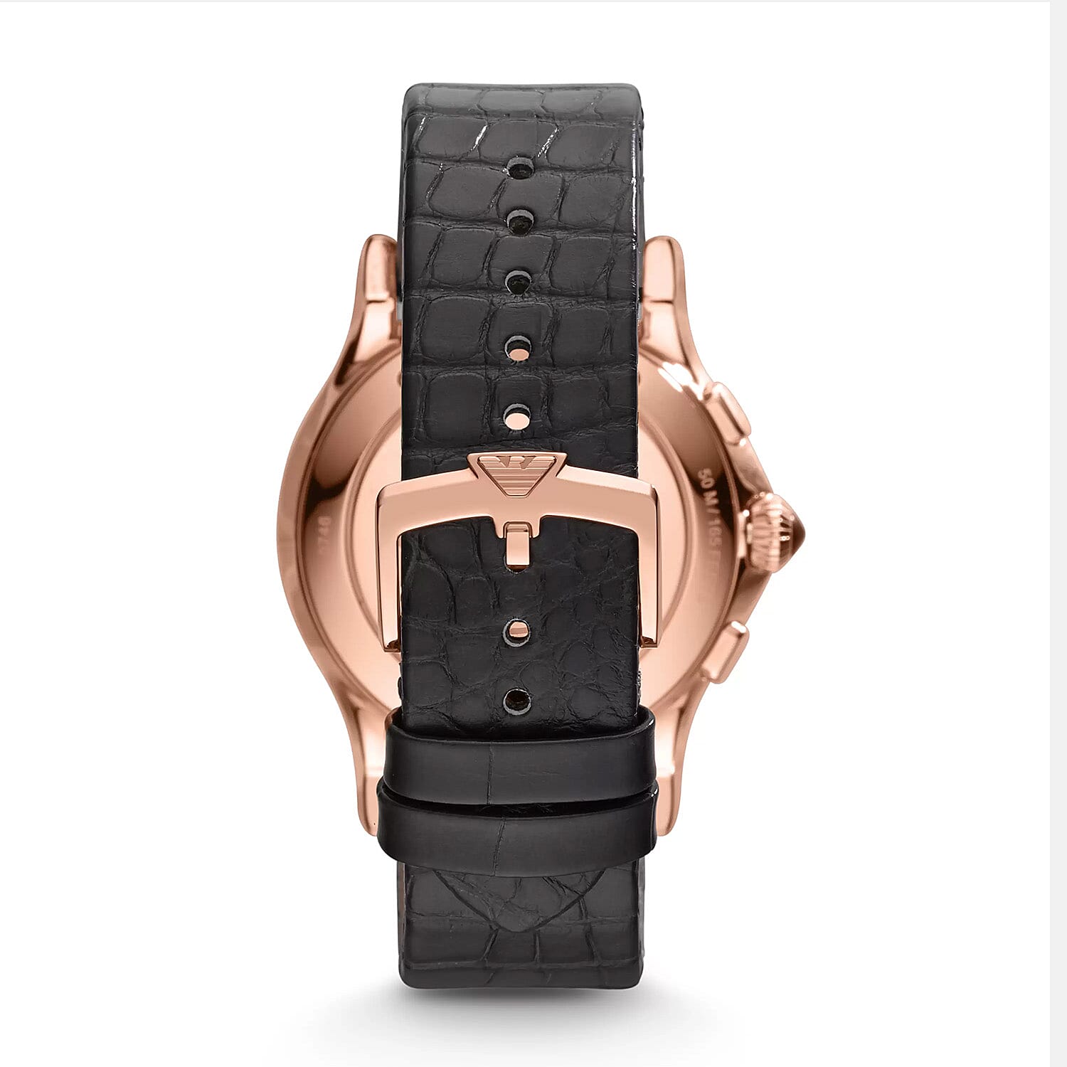 EMPORIO ARMANI SWISS MADE Quartz Movt. Black Dial Mens Watch with Black Leather Strap with DIY Watch Repair Tool Kit