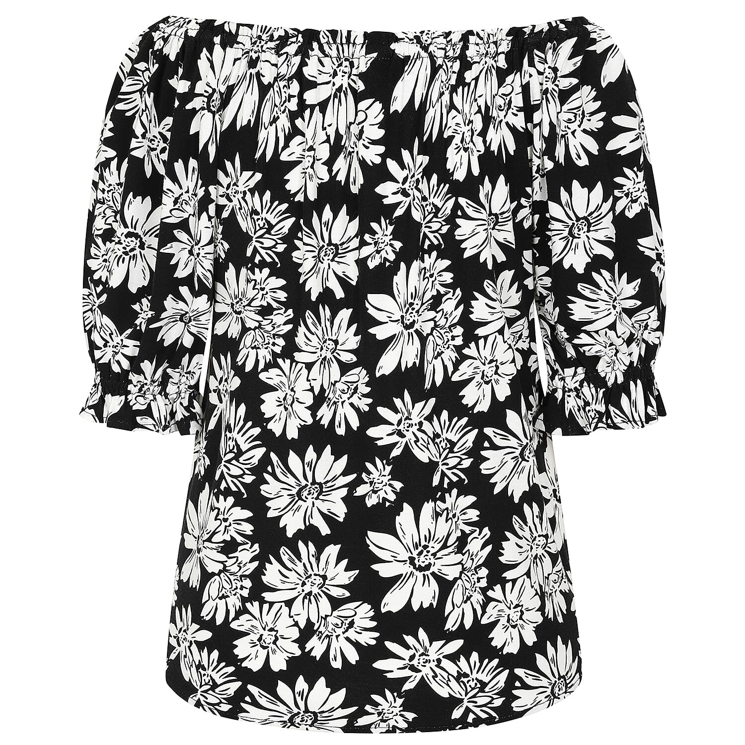 Emreco 100% Viscose Frill Sleeve Floral Top (Size 18) - Black