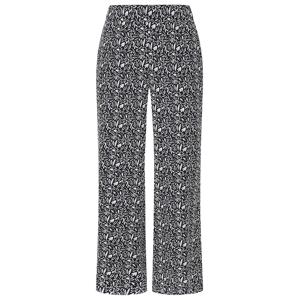 Emreco 100% Viscose Wide Leg Print Trouser (Size 10) - Navy