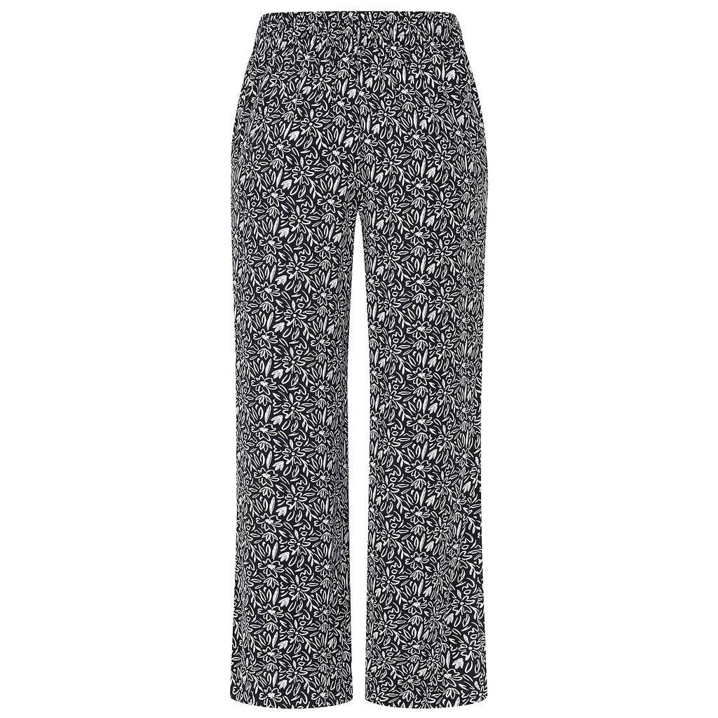Emreco 100% Viscose Wide Leg Print Trouser (Size 10) - Navy
