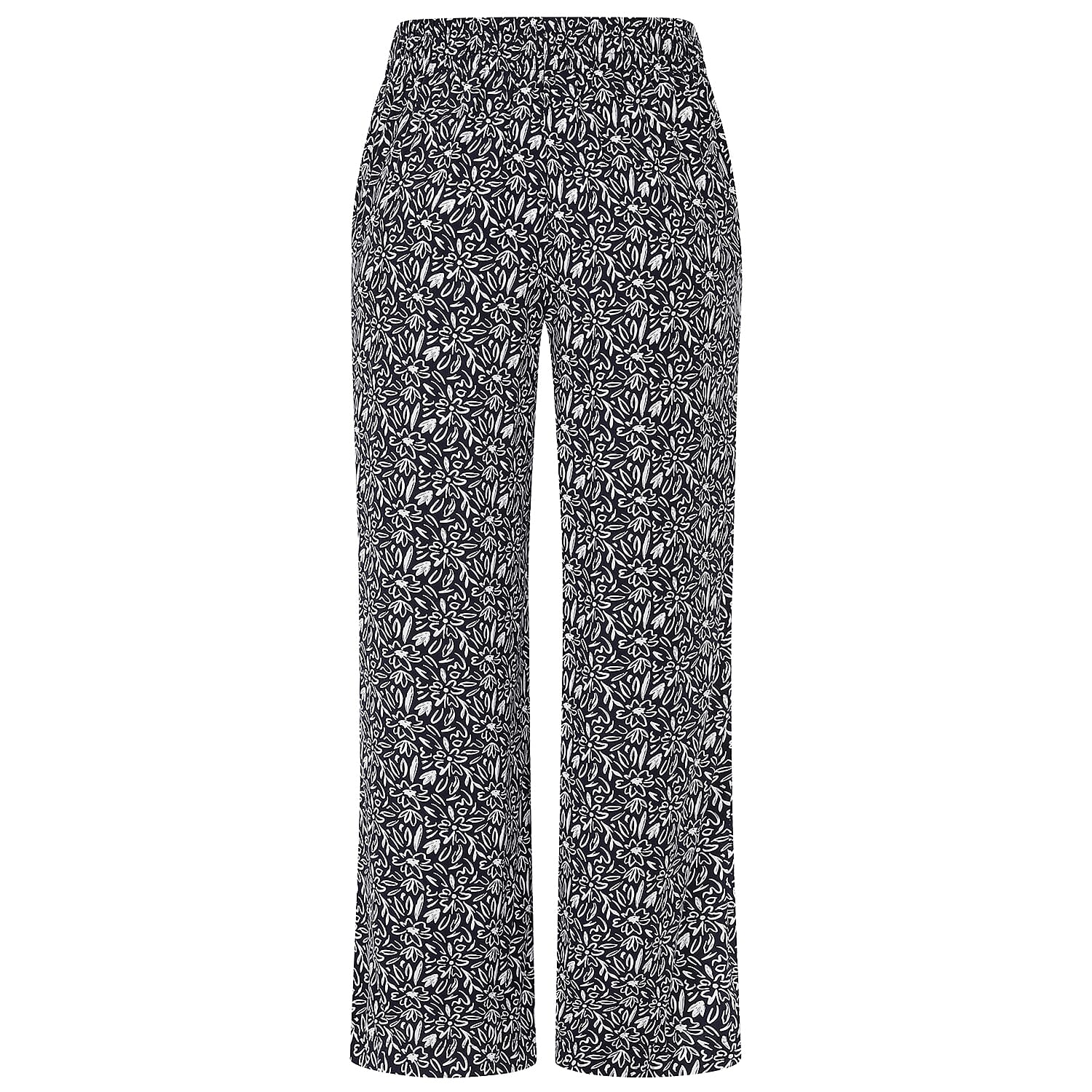 Emreco 100% Viscose Wide Leg Print Trouser (Size 18) - Navy