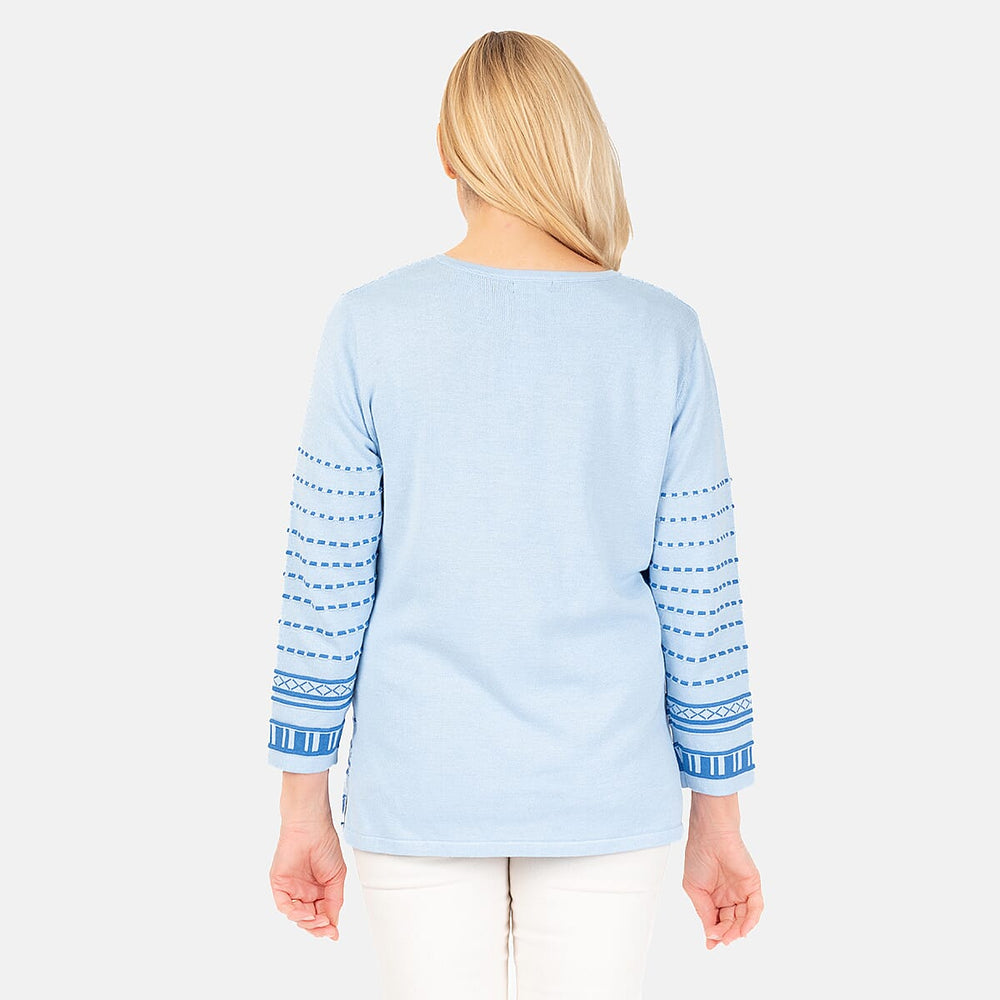 Emreco 3-4 Sleeve Spot Stripe Jumper (Size M) - Blue