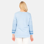 Emreco 3-4 Sleeve Spot Stripe Jumper (Size M) - Blue
