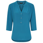 Emreco 3-4 Sleeves Plain Mandarin Collar Blouse (Size 10) - Teal