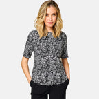 Emreco 3Qtr Sleeve Abstract Print T Top (Size 12) -  Black