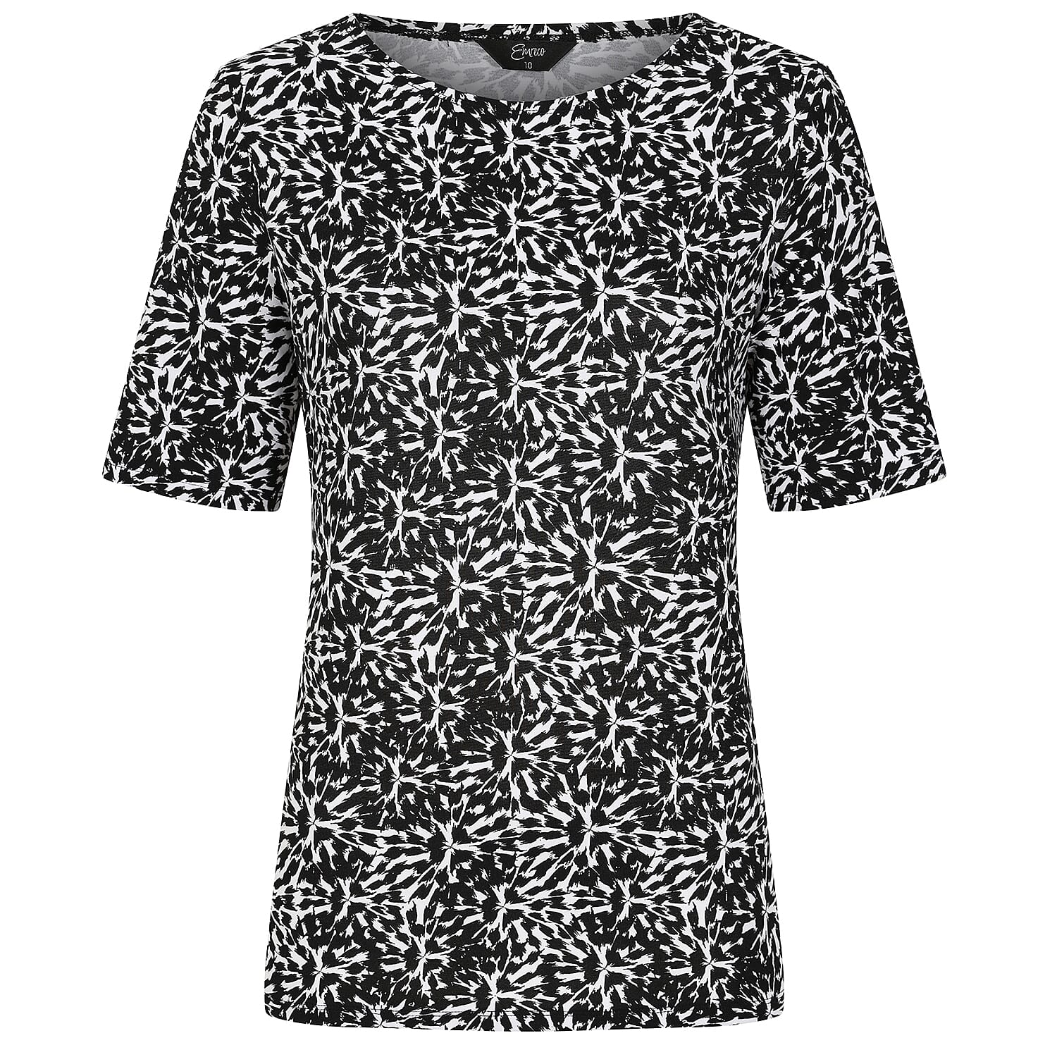 Emreco 3Qtr Sleeve Abstract Print T Top (Size 12) -  Black