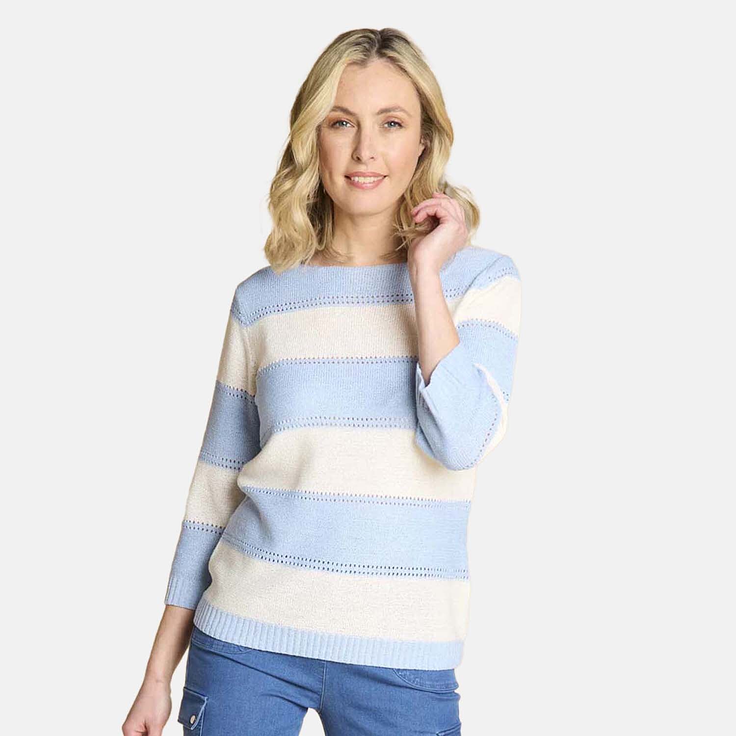 Emreco Acrylic Stripe Jumper (Size - 12 to 14) - Blue