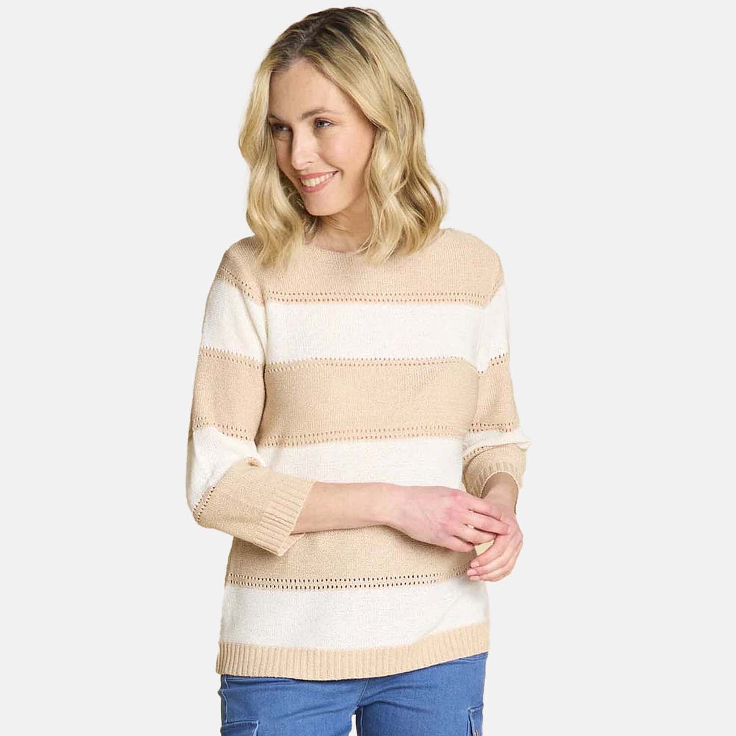 Emreco Acrylic Stripe Jumper (Size - 20 to 22) - Oat