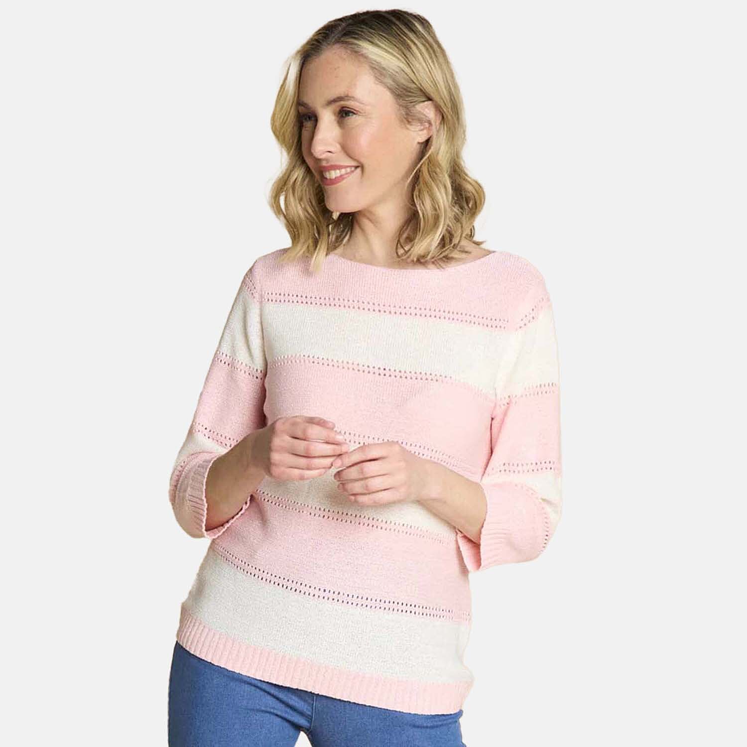 Emreco Acrylic Stripe Jumper (Size - 20 to 22) - Pink