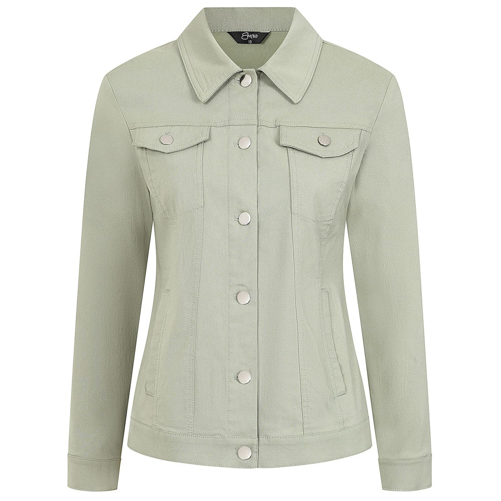 Emreco Stretch Jean-Style Jacket (Size 14) - Lt Khaki