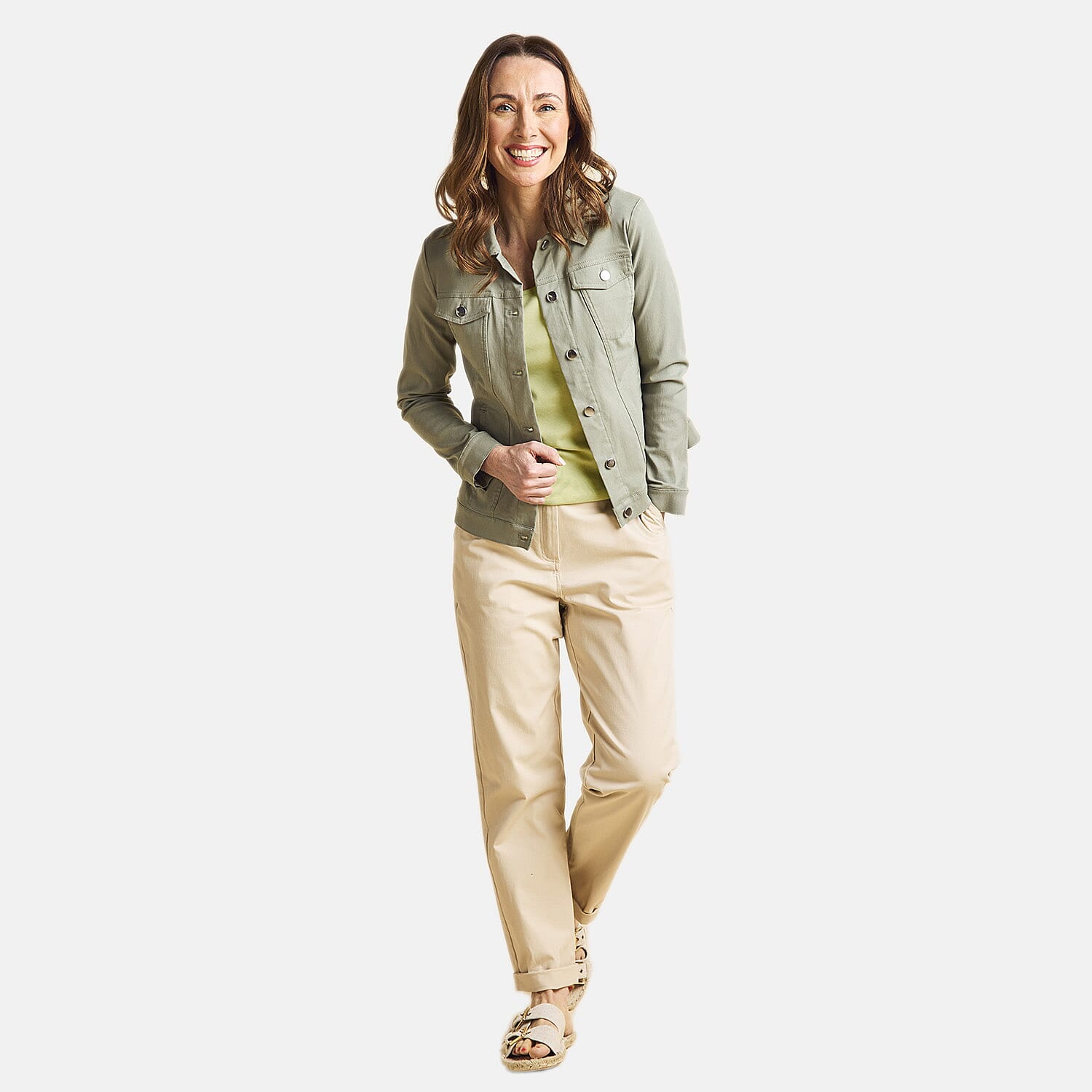 Emreco Stretch Jean-Style Jacket (Size 16) - Lt Khaki