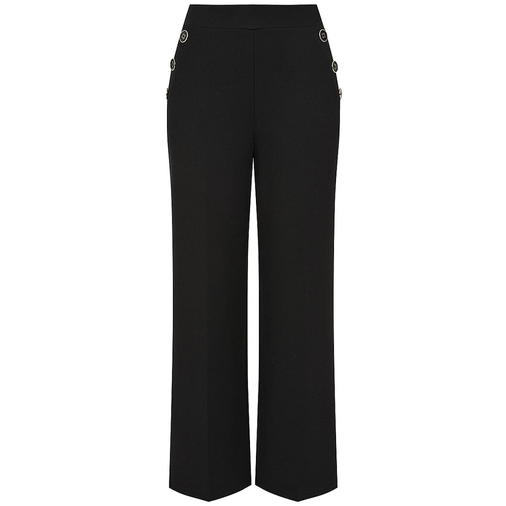 Emreco Button Ponte Wide Leg Trouser (Size 14) - Black