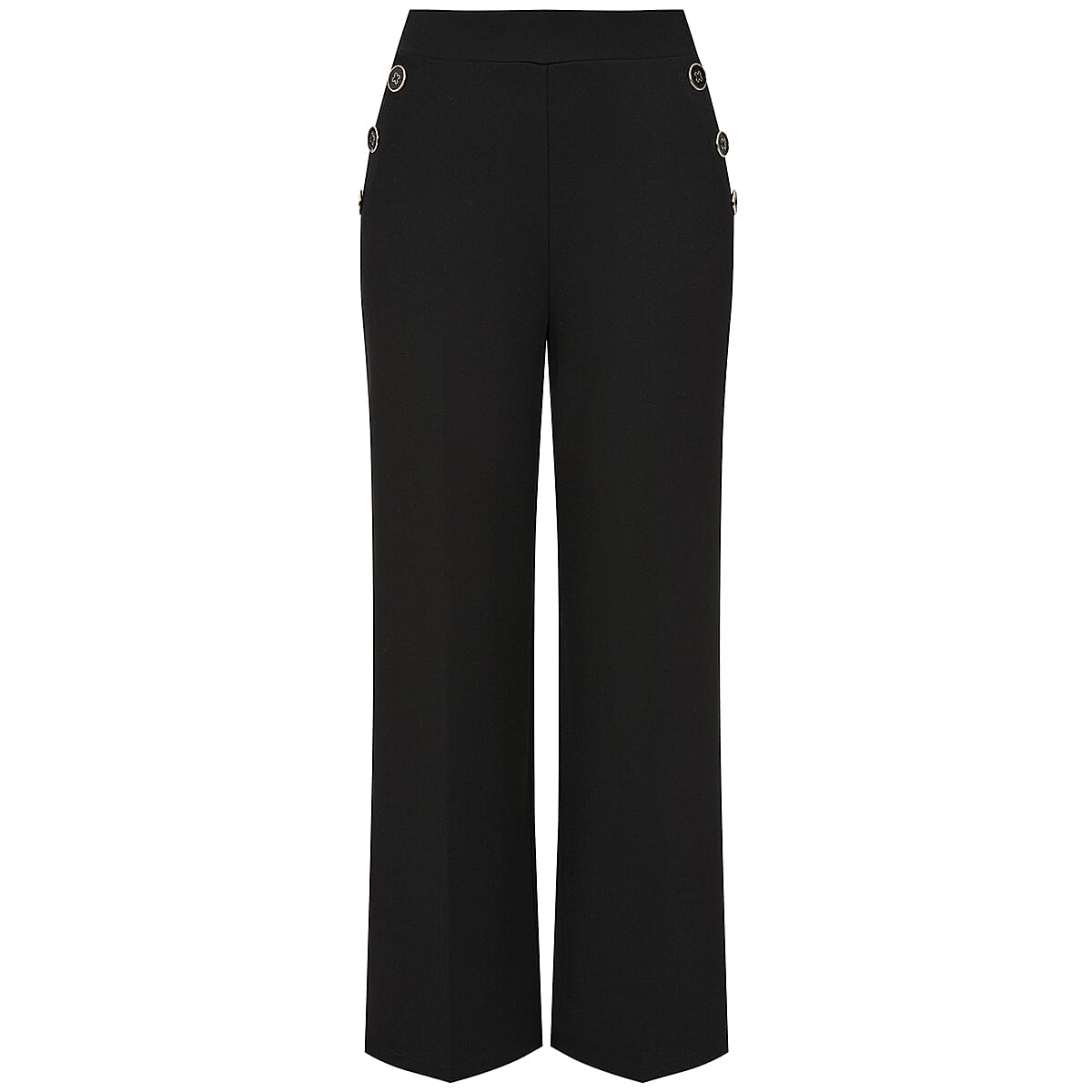 Emreco Button Ponte Wide Leg Trouser (Size 18) - Black