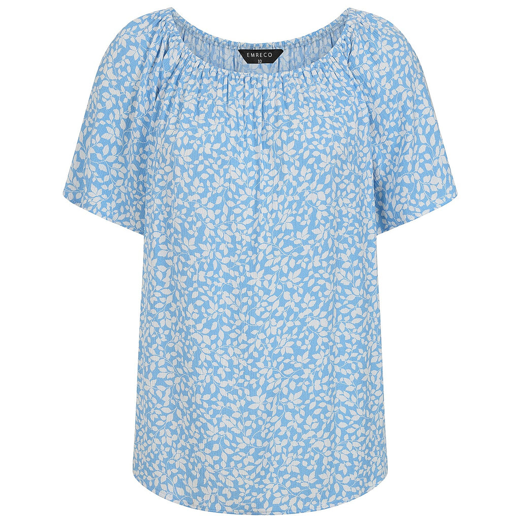 Emreco Womens Floral Print Short Sleeve Off-Shoulder Top (Size 14)