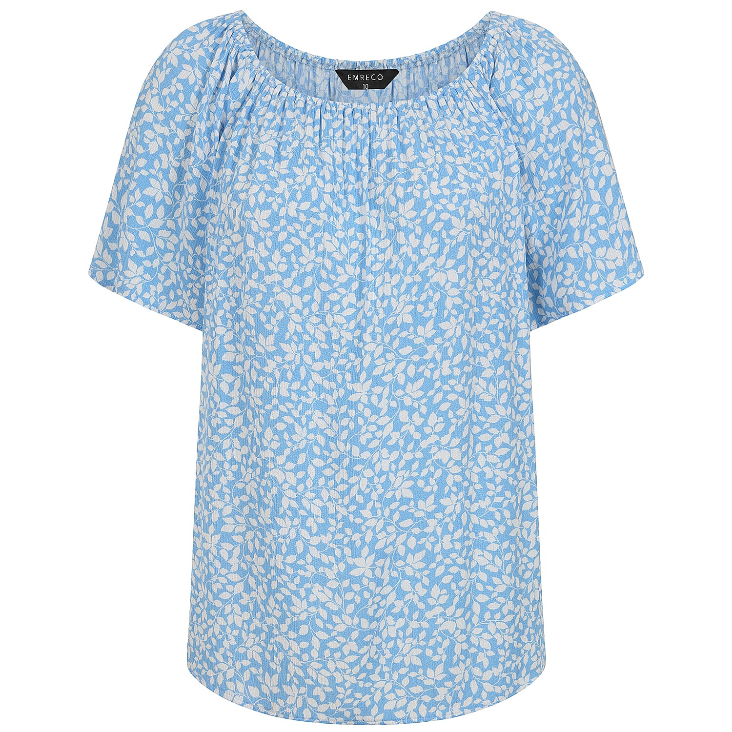 Emreco Womens Floral Print Short Sleeve Off-Shoulder Top (Size 14)