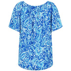 Emreco Leaf Print Short Sleeve Off-Shoulder Top (Size 14)