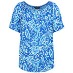 Emreco Leaf Print Short Sleeve Off-Shoulder Top (Size 16)