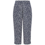 Emreco Leaf Print Crinkle Wide Leg Culottes (Size 14) - Navy