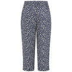 Emreco Leaf Print Crinkle Wide Leg Culottes (Size 14) - Navy