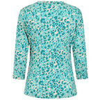 Emreco Casual 3-4 Sleeve V-Neck Animal Printed Top (Size 12) - Green & Yellow