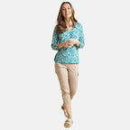 Emreco Casual 3-4 Sleeve V-Neck Animal Printed Top (Size 18) - Green & Yellow