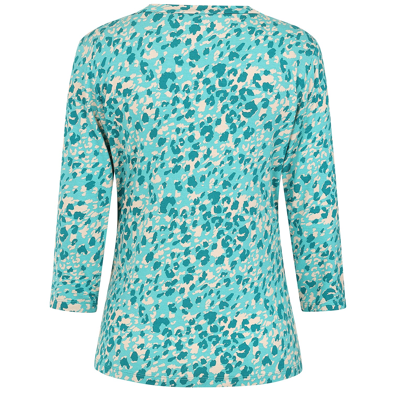 Emreco Casual 3-4 Sleeve V-Neck Animal Printed Top (Size 18) - Green & Yellow