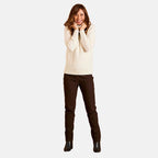 Emreco Chunky Cable Front Roll Neck Jumper (Size L) - Ivory