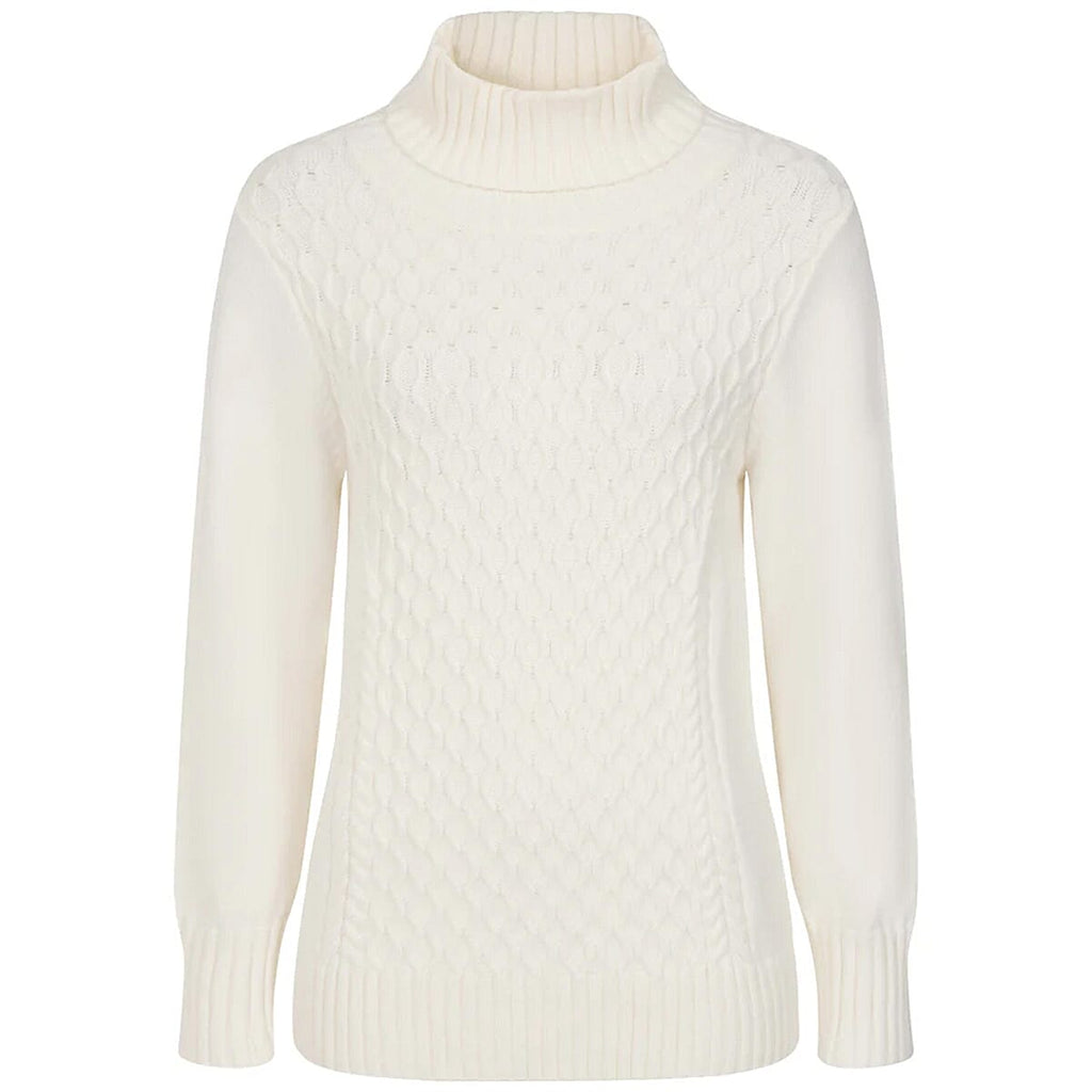 Emreco Chunky Cable Front Roll Neck Jumper (Size L) - Ivory