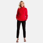 Emreco Chunky Cable Front Roll Neck Jumper (Size M) - Red