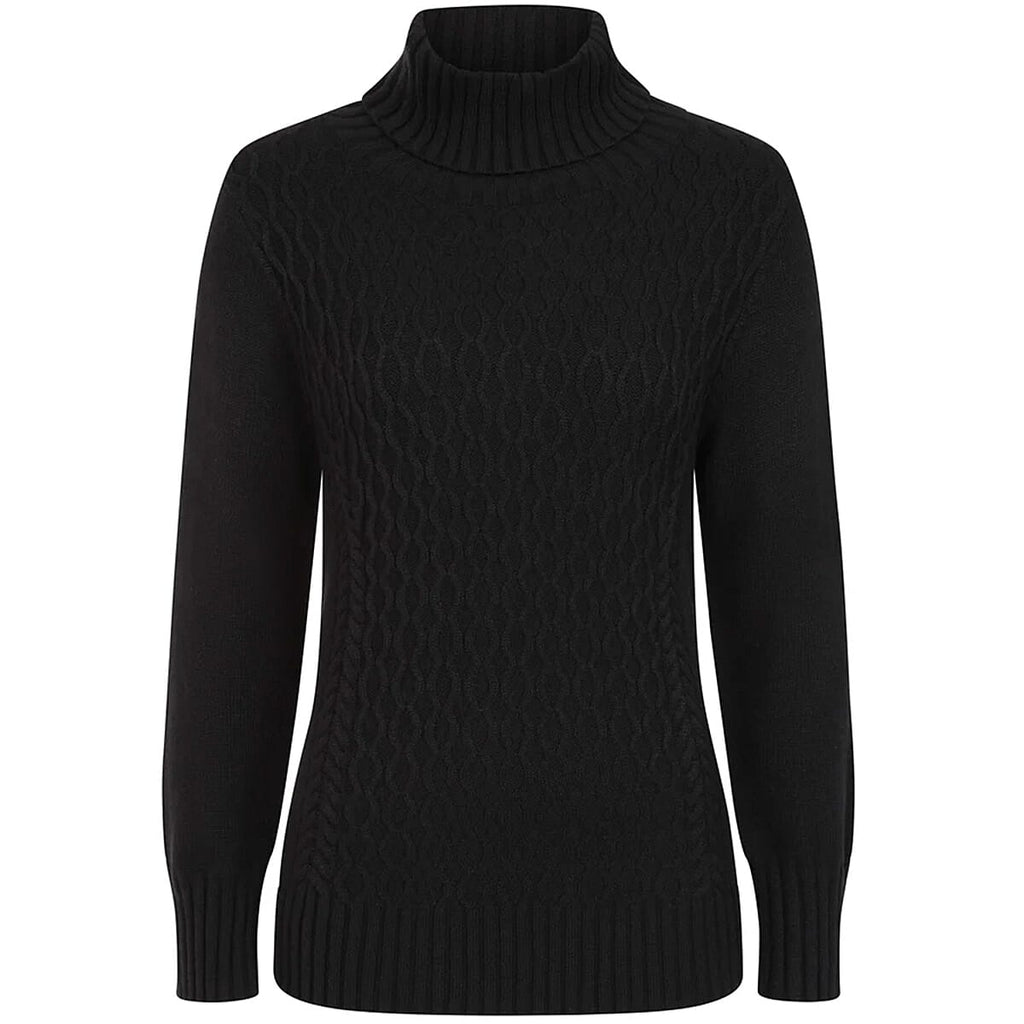 Emreco Chunky Cable Front Roll Neck Jumper (Size S) - Black