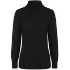 Emreco Chunky Cable Front Roll Neck Jumper (Size S) - Black