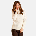 Emreco Chunky Cable Front Roll Neck Jumper (Size S) - Ivory