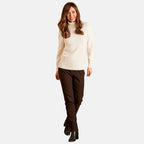 Emreco Chunky Cable Front Roll Neck Jumper (Size S) - Ivory