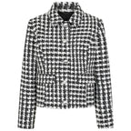Emreco Classic Collar Cropped Boucle Jacket - Checkered