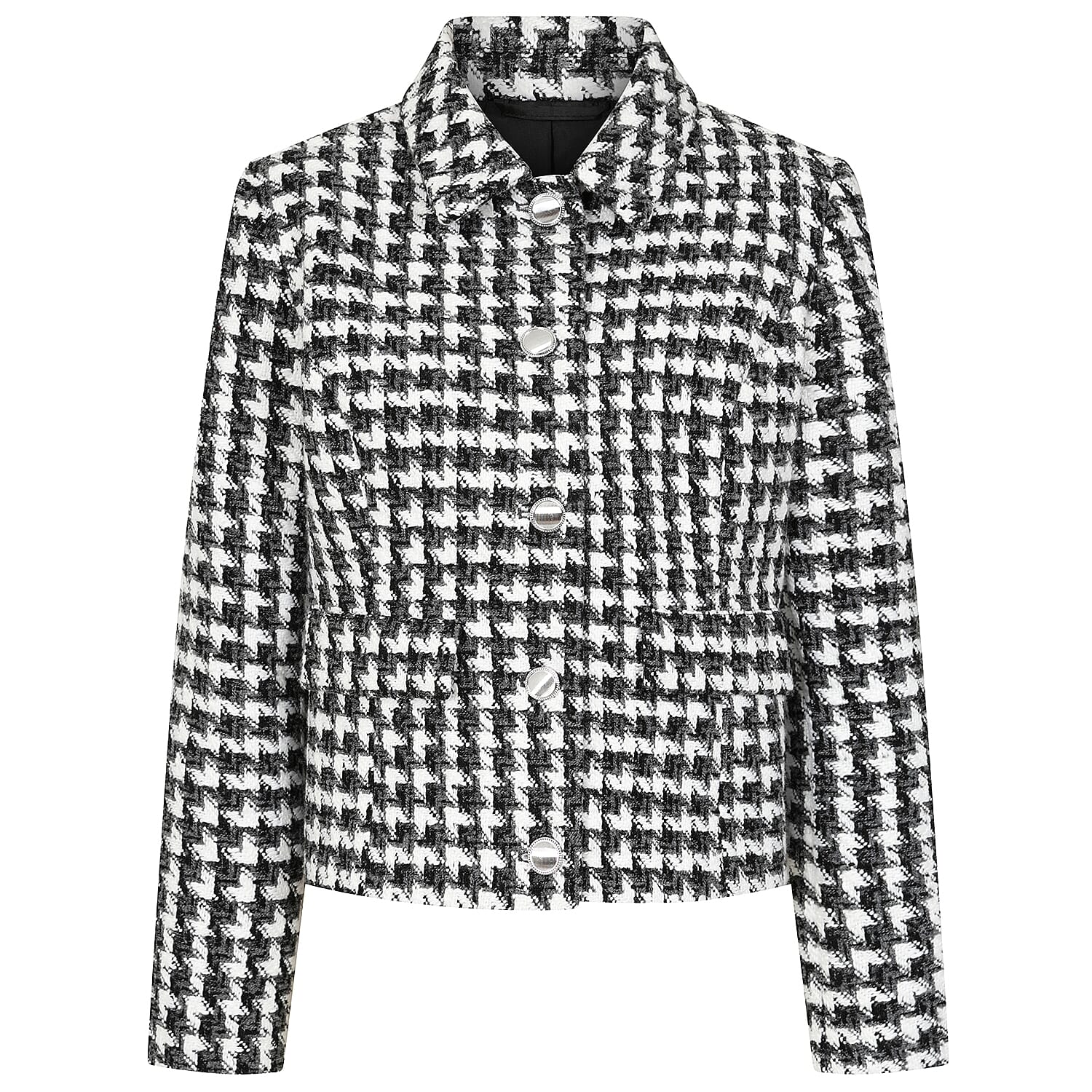 Emreco Classic Collar Cropped Boucle Jacket - Checkered