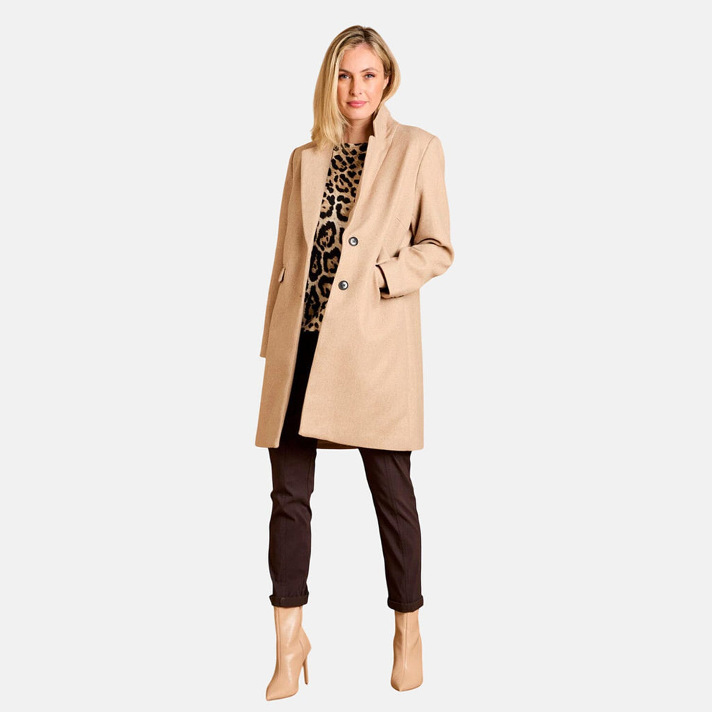 Emreco Single Breasted Revere Collar Coat (Size 14) - Camel