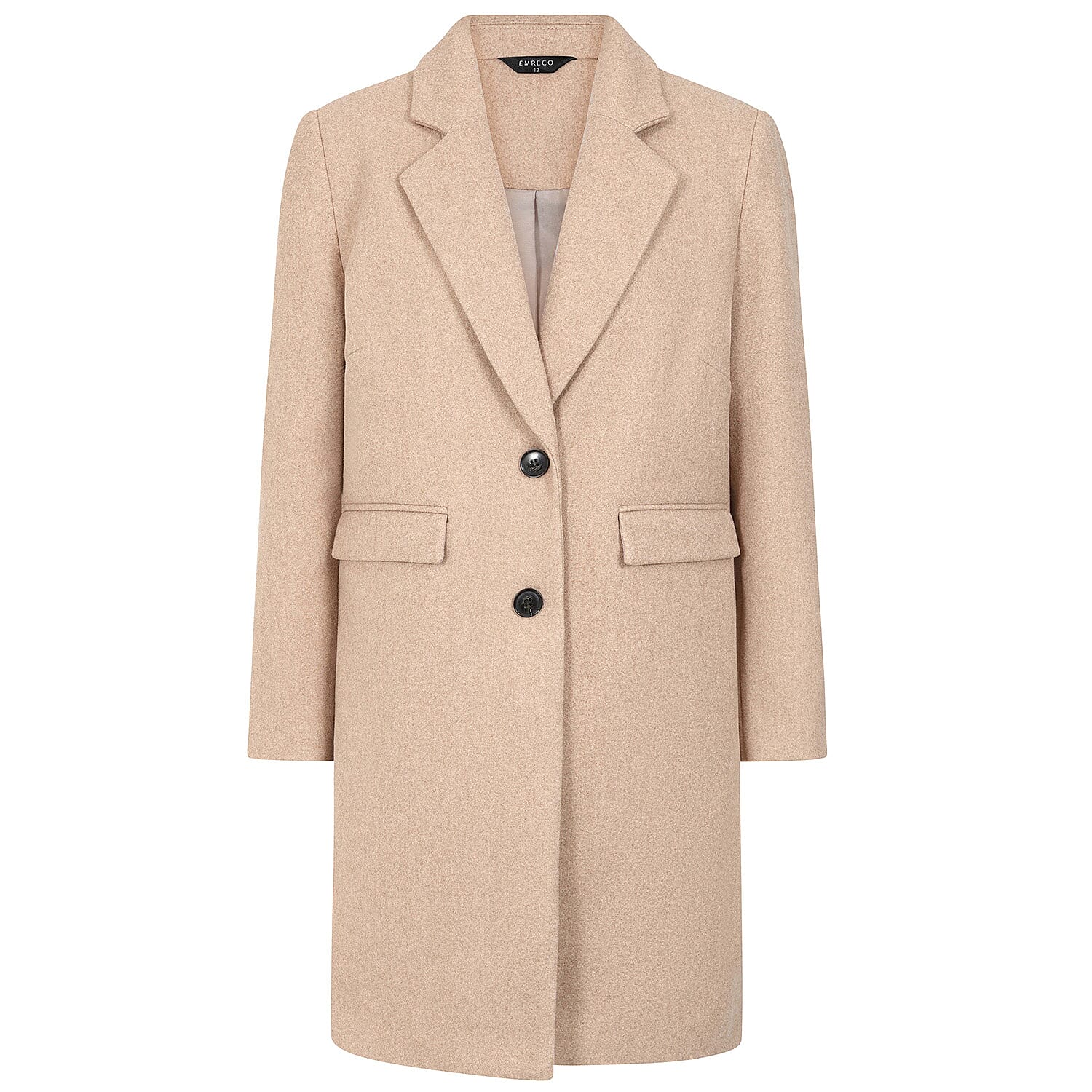 Emreco Single Breasted Revere Collar Coat (Size 14) - Camel