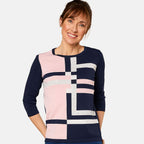 Emreco Colour Block Jumper (Size L) - Pink & Navy