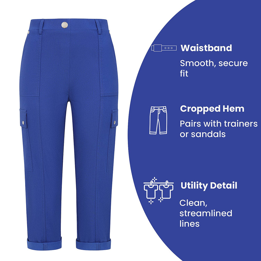 Emreco Combat Style Bengaline Stretch Utility Crop Trouser (Size - 10) - Royal Blue