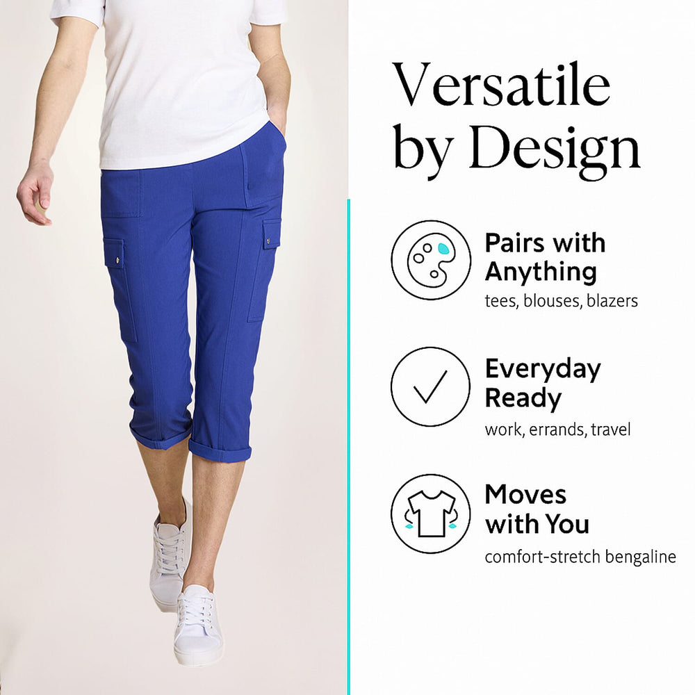 Emreco Combat Style Bengaline Stretch Utility Crop Trouser (Size - 10) - Royal Blue