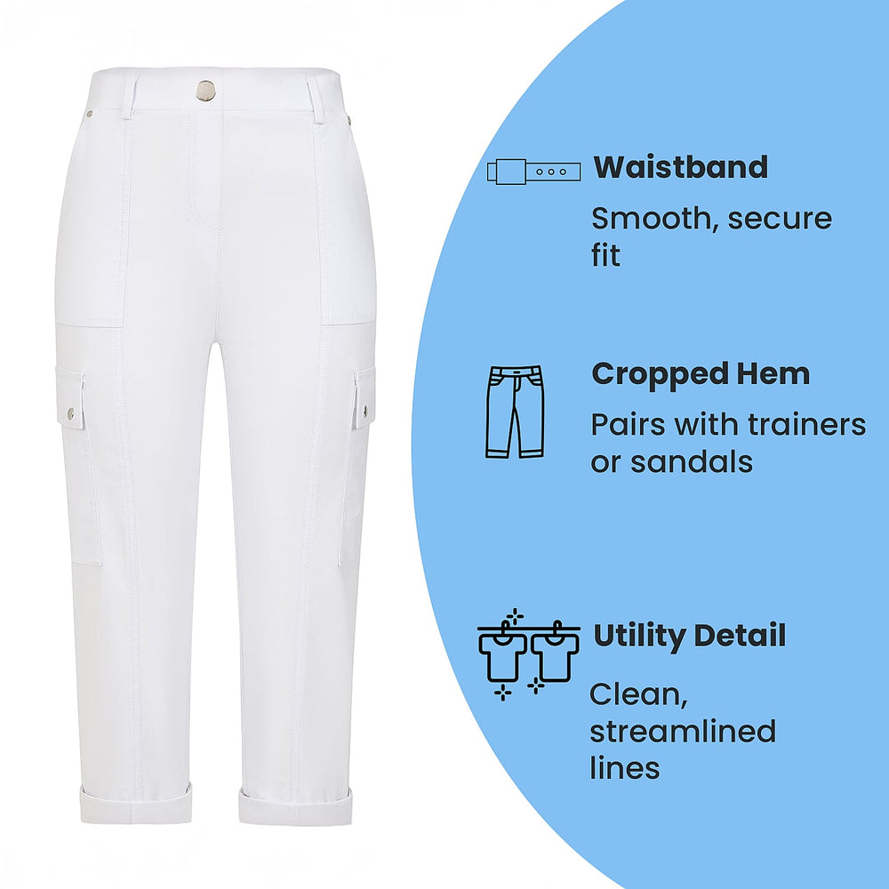 Emreco Combat Style Bengaline Stretch Utility Crop Trouser (Size - 10) - White