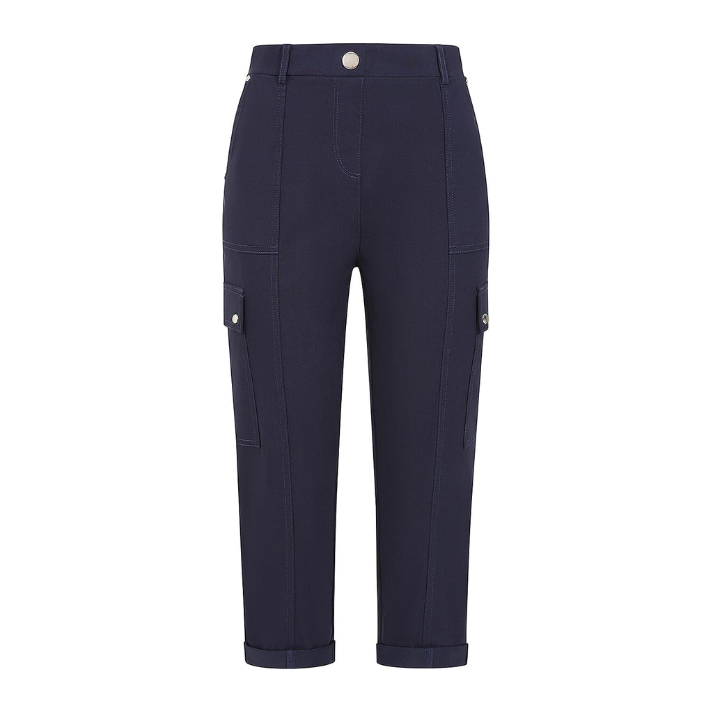 Emreco Combat Style Bengaline Stretch Utility Crop Trouser (Size - 12) - Navy